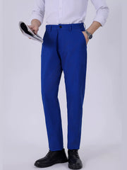 Men's Royal Blue Cotton Slim Fit Pants