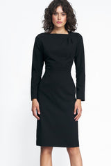 Pleated Neckline Little Black Dress
