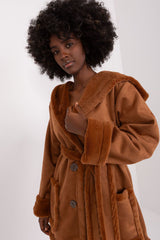 Cotton Blend Hooded Jacket with Tie Belt and Front Slip Pockets