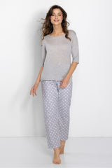 3/4 Sleeves U Neckline Top and Pajama Pants