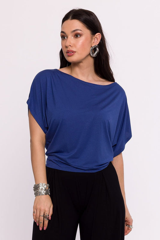 Viscose Knit Short Bat Sleeve Blouse