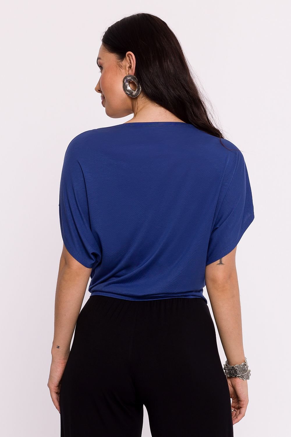 Viscose Knit Short Bat Sleeve Blouse