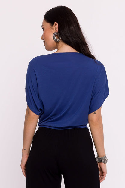 Viscose Knit Short Bat Sleeve Blouse