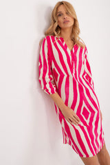 Asymmetrical Viscose Shirt Dress with Heart Neckline