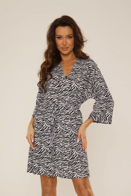 Belted Above the Knee Animal Print Bathrobe