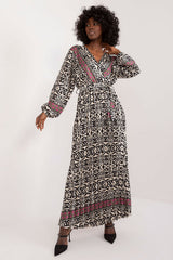 Colorful Maxi Dress with Envelope Neckline and Tie Belt