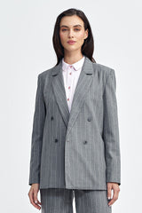 Oversized Double-Breasted Buttoned Blazer