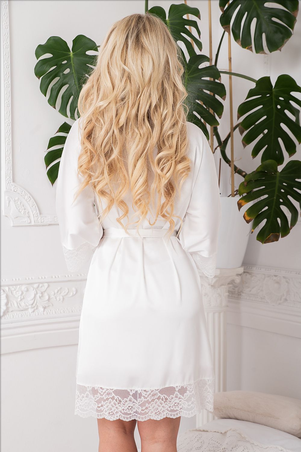 Knee Length Satin Laced Bathrobe