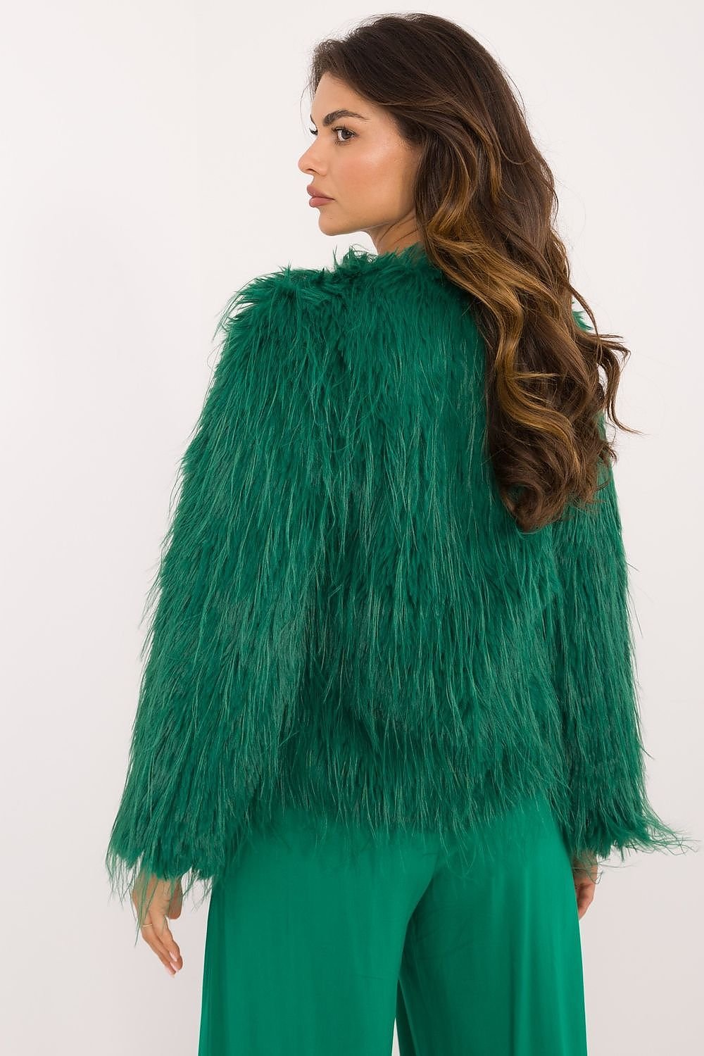 Hook Closure Furry Long Sleeve Jacket