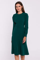 Elegant Flared Dress with Belted Waist Detail