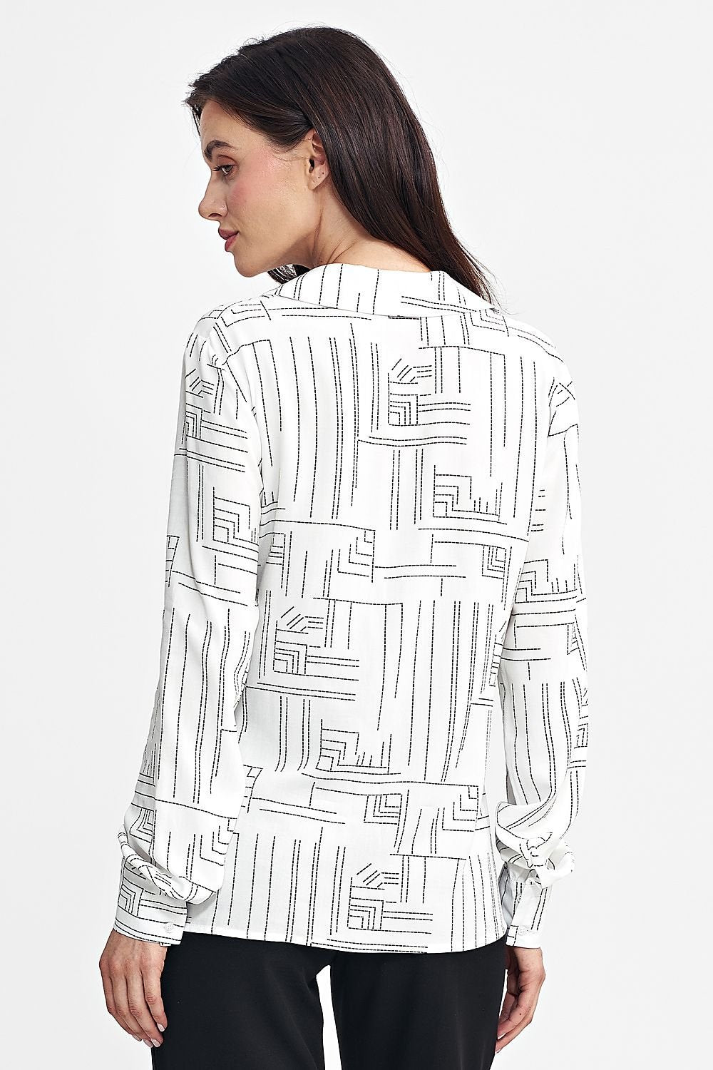 Long Sleeve Classic Collar Geometric Pattern Shirt