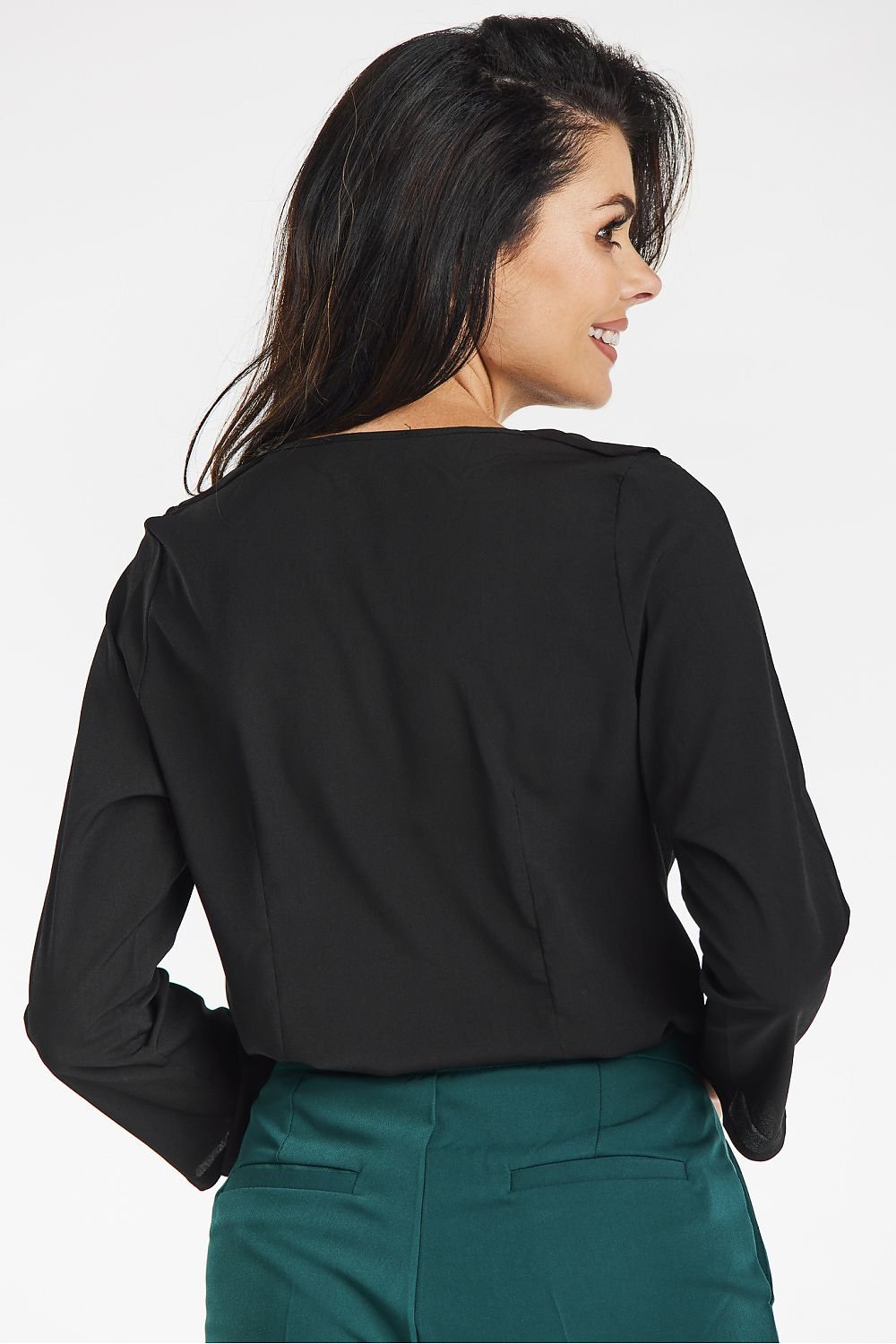 V-Neck 3/4 Sleeve Ruffles Blouse