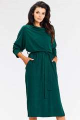 Drop Neck Kimono Midi Dress and Side Slits