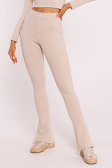 Ribbed Cotton Knit Slightly Wide Bottom Leggings