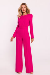 Long Sleeved Shoulder Padded Jumpsuit