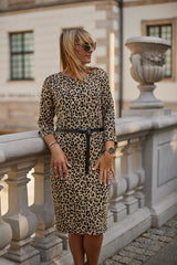 Leopard Print Midi Length Dress