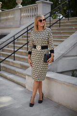 Jacquard Knit Mid Length Dress