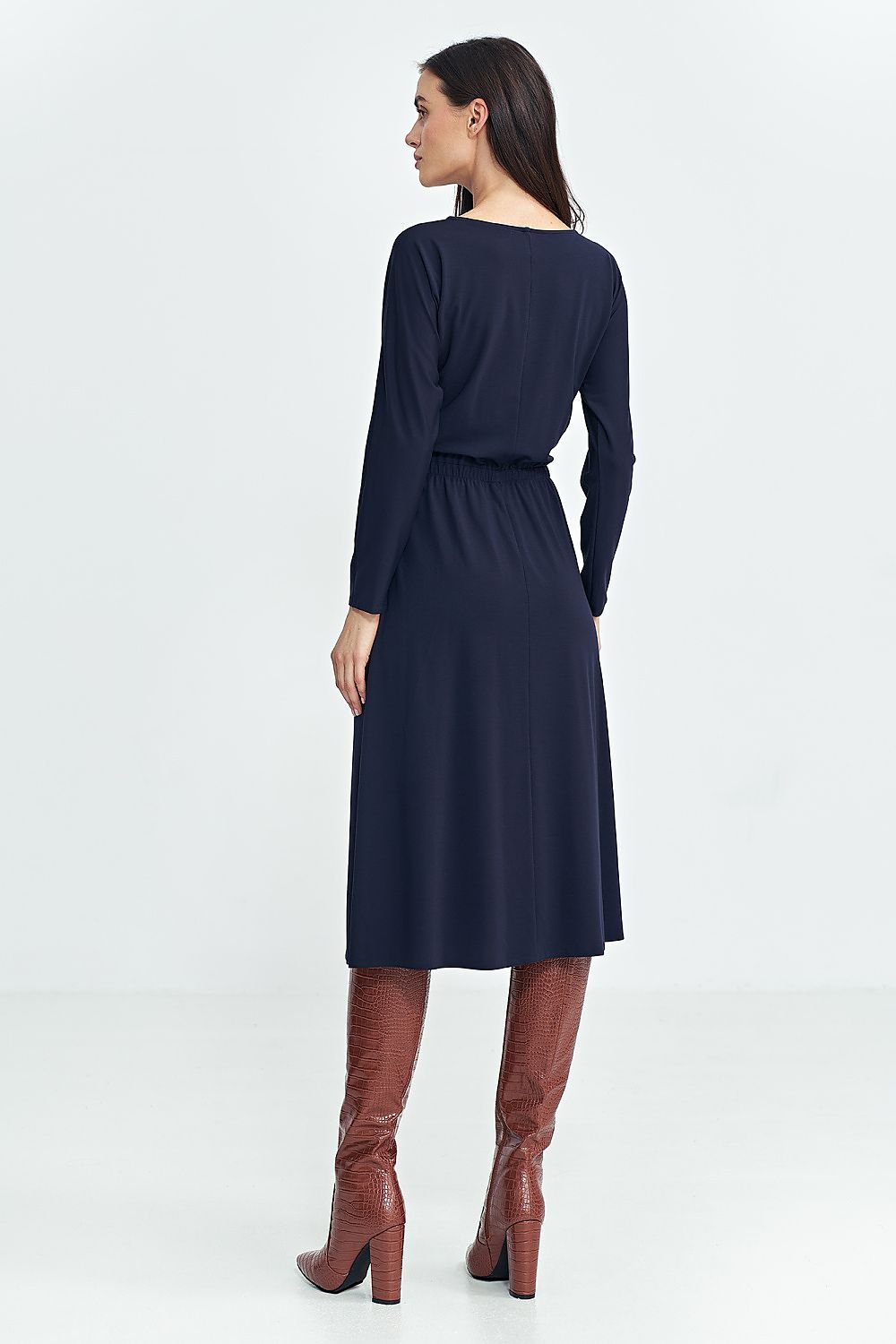 Boat Neck Midi Length Dress