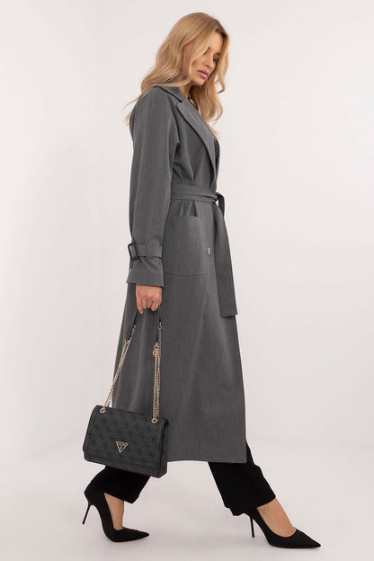 Double-Breasted Cotton Blend Trench Coat