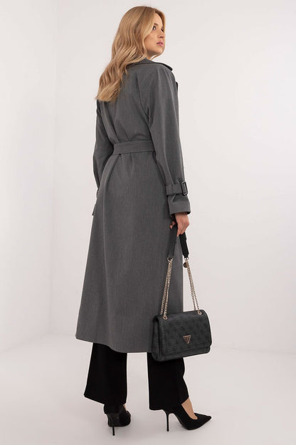 Double-Breasted Cotton Blend Trench Coat