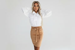 Numoco Tie Waist Suede Skirt