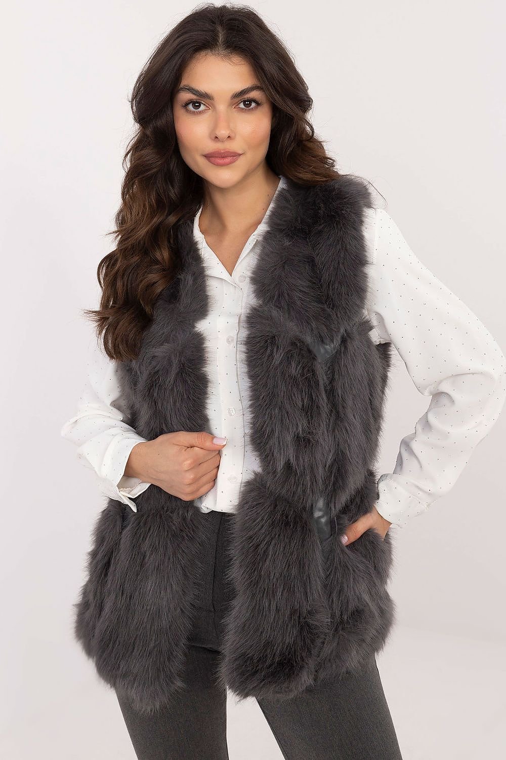 Hook Closure Plush Furry Vest