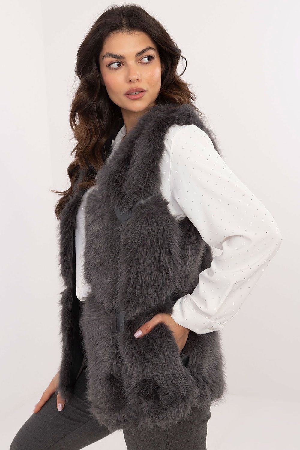 Hook Closure Plush Furry Vest