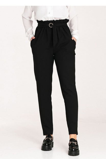 Pleated Waist Tapered Bottom Trousers