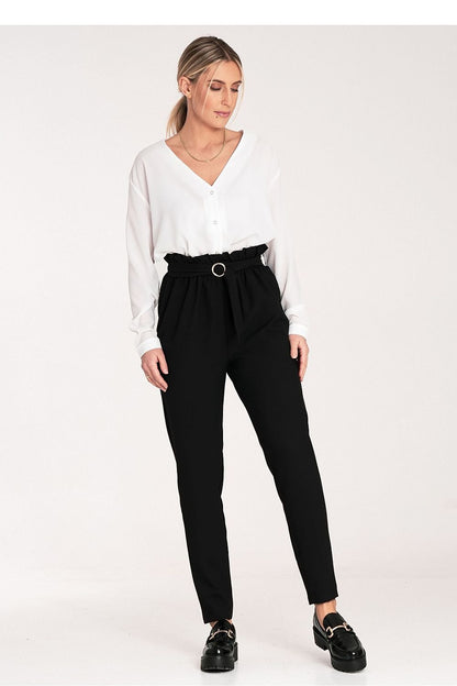 Pleated Waist Tapered Bottom Trousers