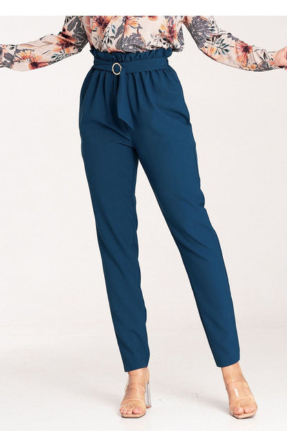 Pleated Waist Tapered Bottom Trousers