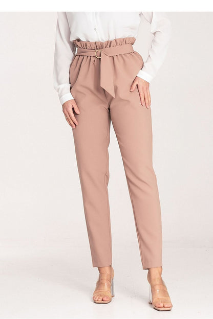 Pleated Waist Tapered Bottom Trousers