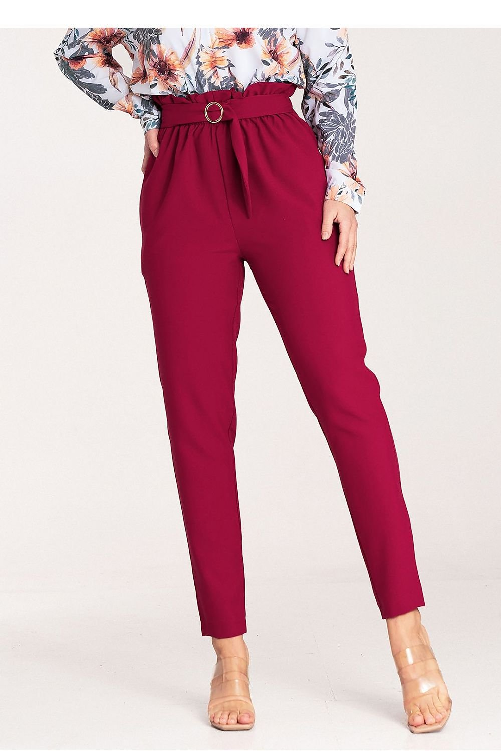 Pleated Waist Tapered Bottom Trousers