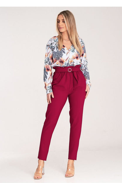 Pleated Waist Tapered Bottom Trousers