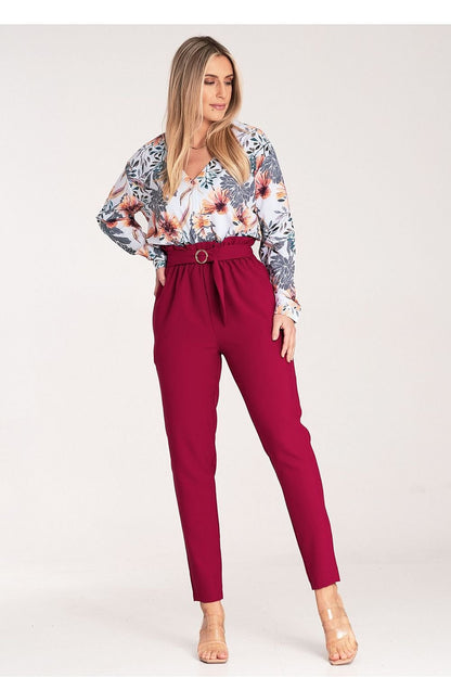 Pleated Waist Tapered Bottom Trousers