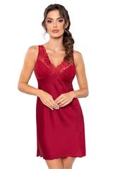Silk Satin Nightshirt with Lace Neckline