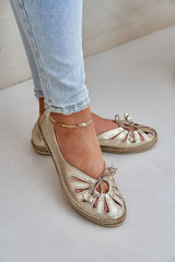 Leather Cutout Ballerina Flats