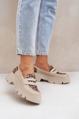 Leather Animal Print Mocassin