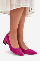 Suede Leather Classic Block Heel Pumps