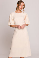 Puffy Sleeve Midi Dress