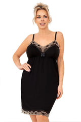 Plus Size Viscose Nightgown with Lace Trim – Comfortable Sleep Style