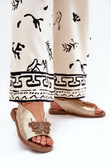 Butterfly Accented Flat Sandals with Adjustable Buckle Strap