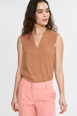 Viscose Sleeveless V-Neck Blouse