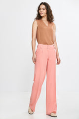 Pink Belted Wide Leg Trousers