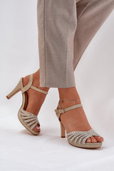 Brocade Embellished Stiletto Heel Sandals