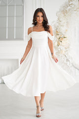 Thin Strapped Dropped Sleeve Midi Dress