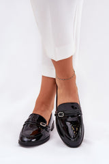 Eco Leather Moccasin Loafers with Decorative Buckle