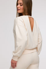 Women’s Cotton Blend Loose Fit Open Back Sweatshirt