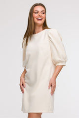 A-Line Dress with Puffy 3/4 Sleeves