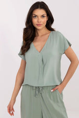 Breathable Short Sleeve V-Neckline Blouse
