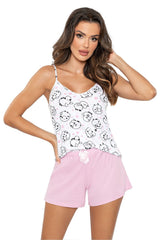 Cotton Camisole & Shorts Pajama Set with Decorative Bow